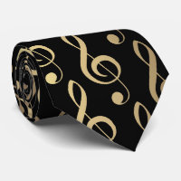Zwart en Goud Musical Treble Clef Stropdas