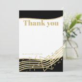 Zwart en Goud Muziekbar Mitswa Bedankt Kaart (Staand voorkant)
