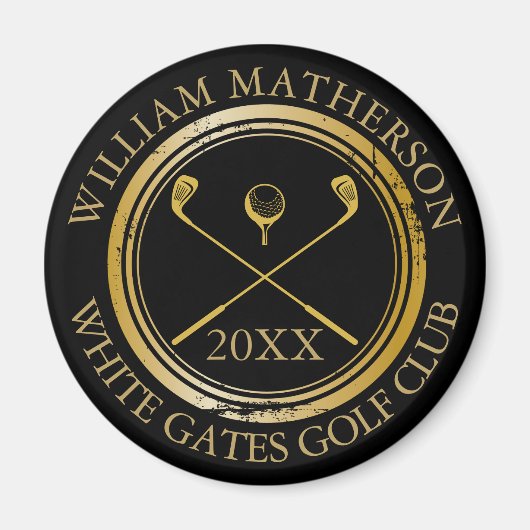 Zwart en Goud Naam en Club Naam Datum Magneet (Voorkant)