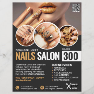 Zwart en Goud Nail Salon flyer
