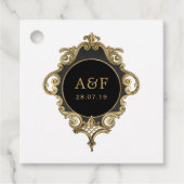 Zwart en goud namaakfolie monogram bedankjes labels (Voorkant)