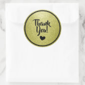 Zwart en goud namaakglitter bedankt ronde sticker (Tas)