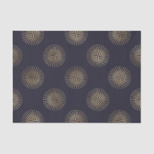 Zwart en goud Nautical Compass Patroon Tissuepapier (Voorkant)