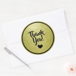 Zwart en Goud Nep Glitter Bedankt Ronde Sticker