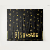 Zwart en goud New Years Eve Countdown Party Wandkleed (Voorkant (horizontaal))