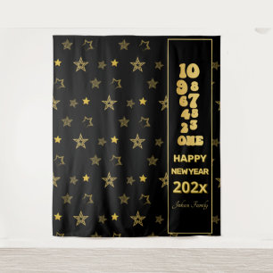 Zwart en goud New Years Eve Countdown Party Wandkleed