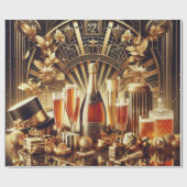  zwart en goud nieuwjaar inpakpapier (Vlak)