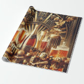  zwart en goud nieuwjaar inpakpapier (Uitgerold)