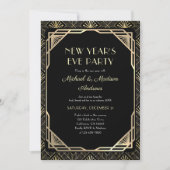 Zwart en goud nieuwjaarsfeest kaart (Voorkant)