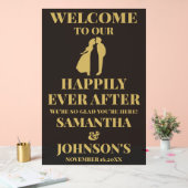 Zwart en goud nog lang en gelukkig na de bruiloft acryl bord (Huwelijk)