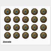 Zwart en Goud Occult Blauw Evil Eye Starburst Ronde Sticker (Vel)