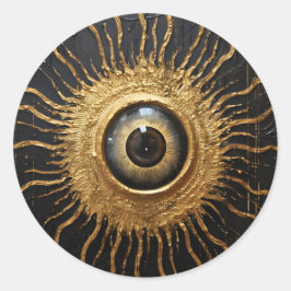 Zwart en Goud Occult Evil Eye Ronde Sticker