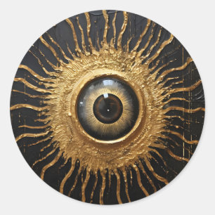 Zwart en Goud Occult Evil Eye Ronde Sticker
