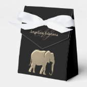 Zwart en Goud Olifant Classy Elegant Monogrammed Bedankdoosjes (Voorkant Zijde)