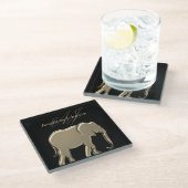 Zwart en Goud Olifant Elegant Monogrammed Glazen Onderzetter (Schuin)