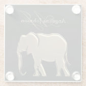 Zwart en Goud Olifant Elegant Monogrammed Glazen Onderzetter (Achterkant)