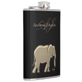 Zwart en goud olifant glam Elegant Monogramed Heupfles (Rechts)