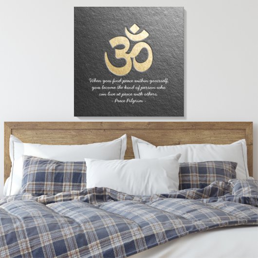 Zwart en goud OM-symbool YOGA-Meditatie-instructie Canvas Afdruk (Insitu (Slaapkamer))