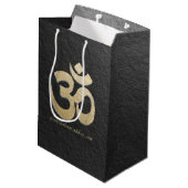 Zwart en goud OM-symbool YOGA-Meditatie-instructie Medium Cadeauzakje (Achterkant Gekanteld)