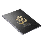 Zwart en goud OM-symbool YOGA-Meditatie-instructie Notitieboek (Rechterzijde)