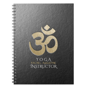 Zwart en goud OM-symbool YOGA-Meditatie-instructie Notitieboek