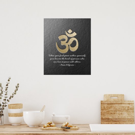 Zwart en goud OM-symbool YOGA-Meditatie-instructie Poster (Keuken)