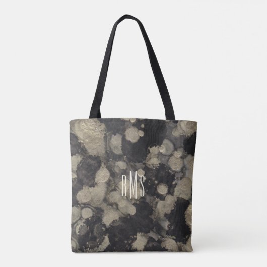 Zwart en goud ontworpen tote bag (Achterkant)