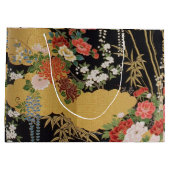 Zwart en Goud Oosters Japans Kimono Floral Groot Cadeauzakje (Achterkant)