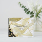 Zwart en goud op Champagne Silk Dank je Briefkaart (Staand voorkant)