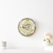 Zwart en goud op Champagne Silk Wedding Gift Clock Ronde Klok (Huis)