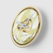 Zwart en goud op Champagne Silk Wedding Gift Clock Ronde Klok (Hoek)