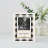 Zwart en Goud op Ivoor Checkerboard Border Jazz Briefkaart (Staand voorkant)