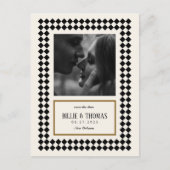 Zwart en Goud op Ivoor Checkerboard Border Jazz Briefkaart (Voorkant)