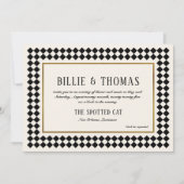 Zwart en Goud op Ivoor Checkerboard Border Jazz Kaart (Voorkant)