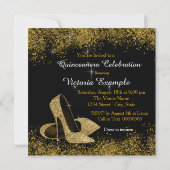 Zwart en goud op weg naar 15 Quinceanera Kaart (Achterkant)