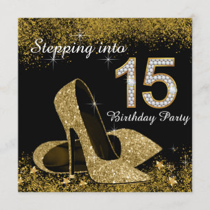 Zwart en goud op weg naar 15 Quinceanera Kaart