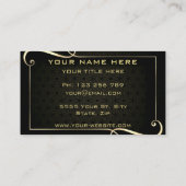 Zwart en Goud Ornament Ingelijste Visitekaartje (Achterkant)
