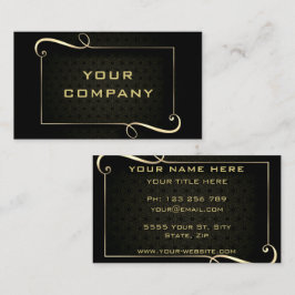 Zwart en Goud Ornament Ingelijste Visitekaartje