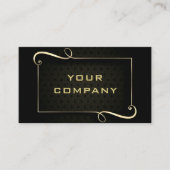 Zwart en Goud Ornament Ingelijste Visitekaartje (Voorkant)