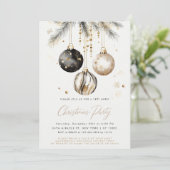 Zwart en Goud Ornamenten Baubles Kerstfeest Kaart (Staand voorkant)