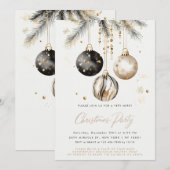 Zwart en Goud Ornamenten Baubles Kerstfeest Kaart (Voorkant / Achterkant)