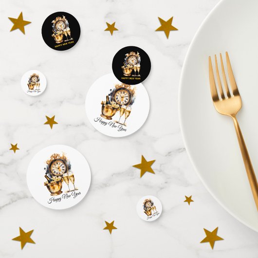 Zwart en Goud Oud en Nieuw Confetti