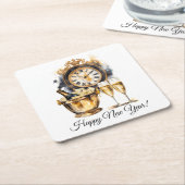 Zwart en Goud Oud en Nieuw Kartonnen Onderzetters (Schuin)