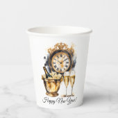 Zwart en Goud Oud en Nieuw Papieren Bekers (Achterkant)