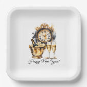 Zwart en Goud Oud en Nieuw Papieren Bordje (Voorkant)