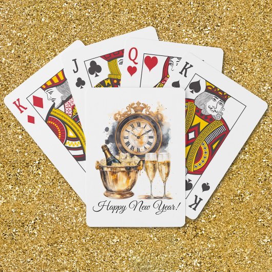 Zwart en Goud Oud en Nieuw Pokerkaarten