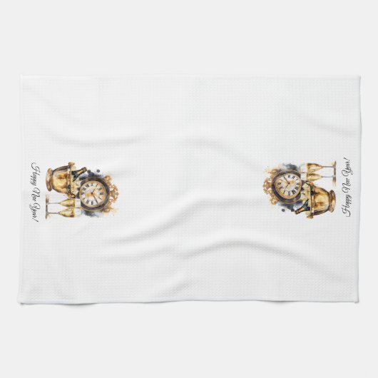 Zwart en Goud Oud en Nieuw Theedoek (Horizontaal)