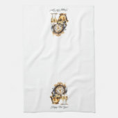 Zwart en Goud Oud en Nieuw Theedoek (Verticaal)