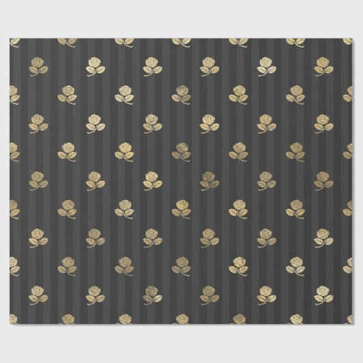 Zwart en goud oud Parijs bloemen Cadeaupapier (Vlak)