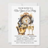 Zwart en Goud Oudejaarsavond Feest Kaart (Voorkant)